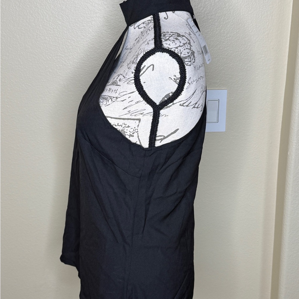 NWT ~ BEBE Black cold shoulder halter choker blouse. - Picture 4 of 5